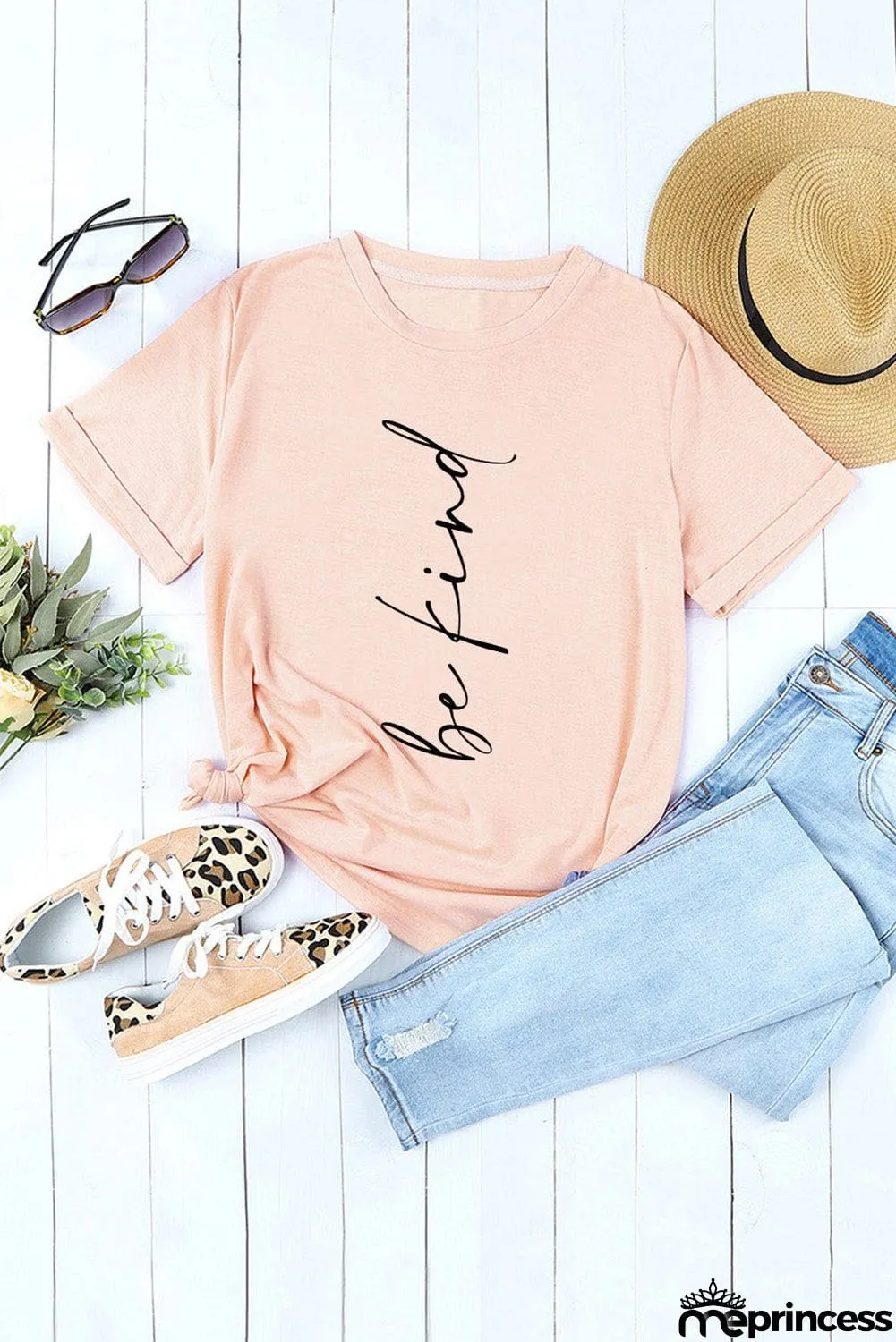 BE KIND Graphic Round Neck Short Sleeve Tee