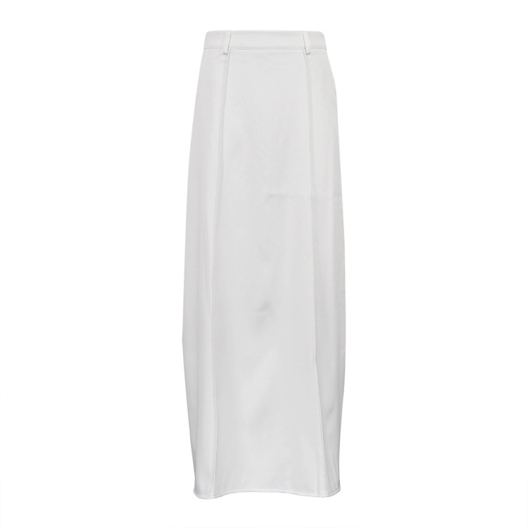 Ootddress White High Waist Patchwork Long Skirt For Women Loose Casual Pocket Elegant Solid Fashion Summer 2025 Female Maxi Skirt