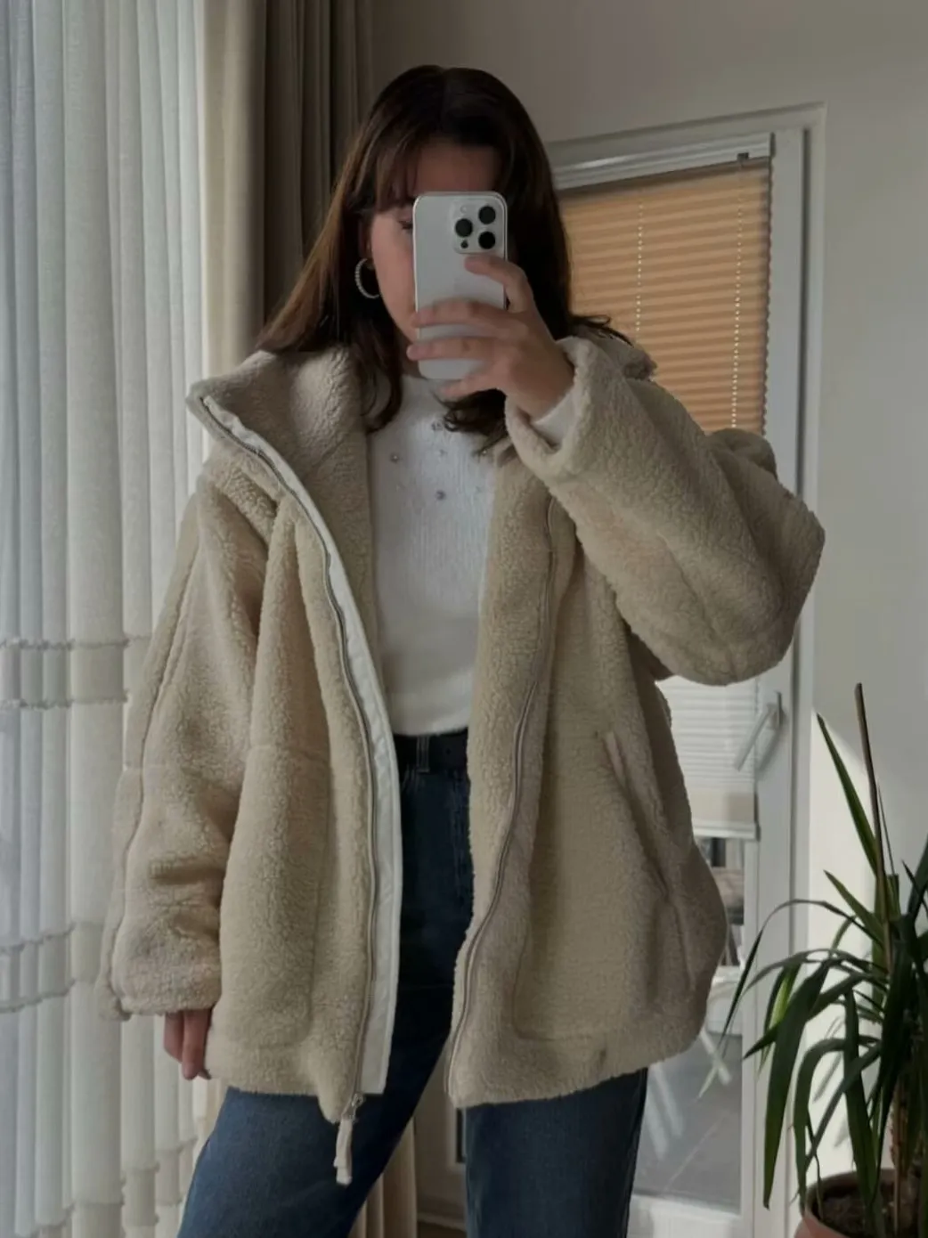 Nigikala Nigikala Autumn And Winter New Women's Pure Color Lazy Lamb Hair High Collar Hair Coat A65002