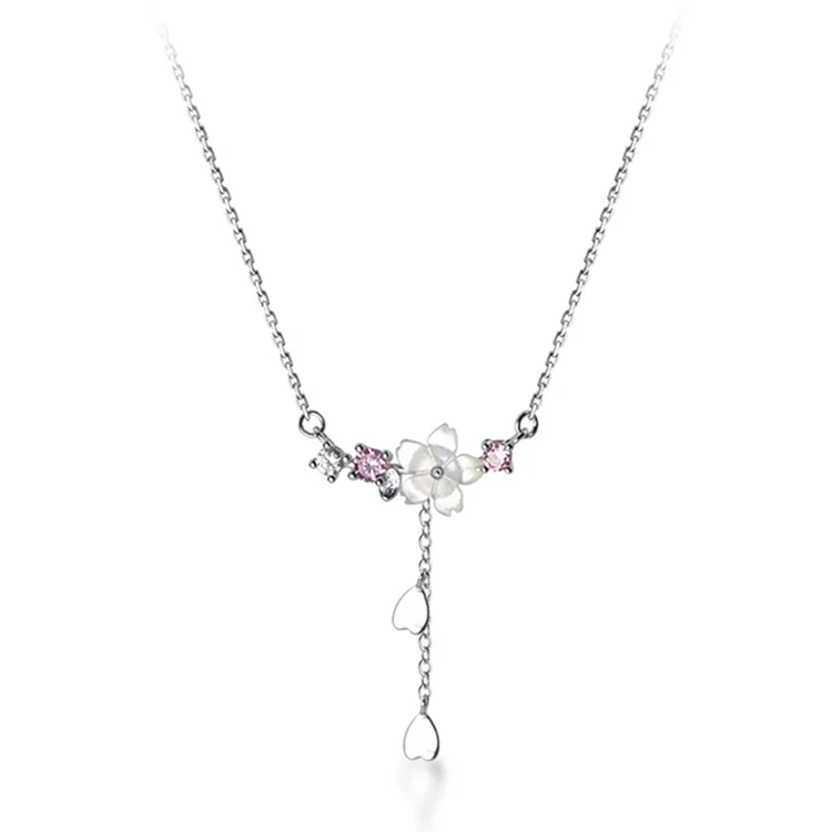 Blossom Love Heart Pendant 925 Sterling Silver Necklace - Modakawa Modakawa