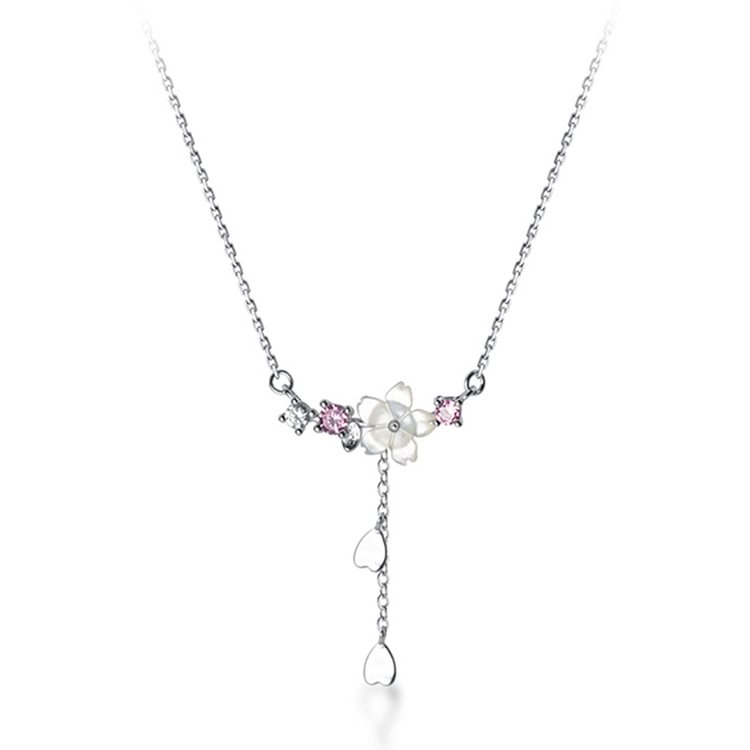 Blossom Love Heart Pendant 925 Sterling Silver Necklace - Modakawa Modakawa