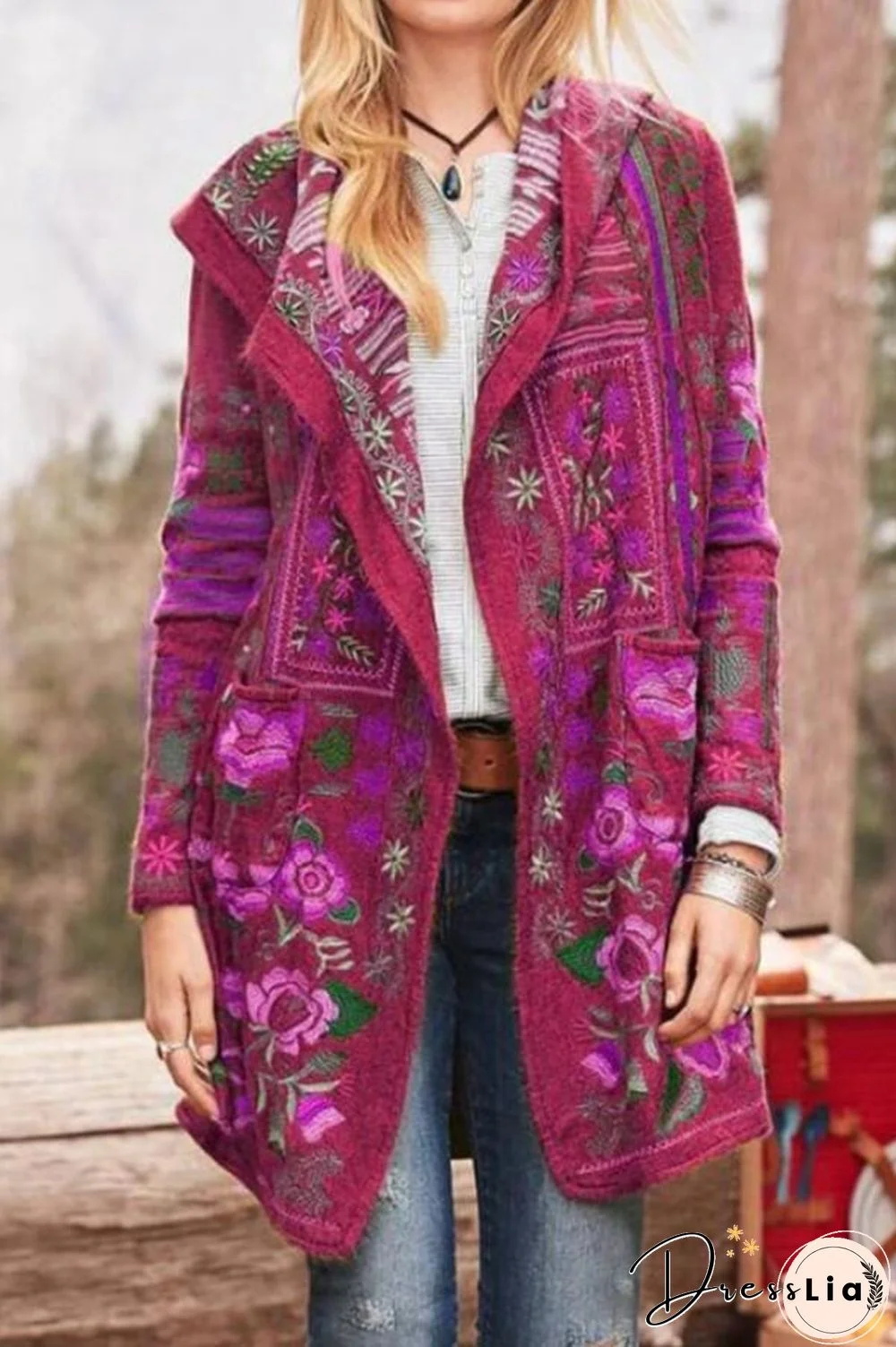 Fashion Casual  Floral Print Coat