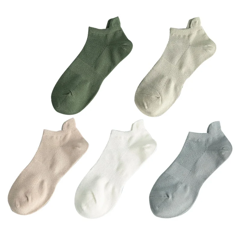 5 Pairs/set Women Cotton Socks New Style Soft Breathable Solid Colorful Simple Fashion Short Ankle Street Unisex Crew Sock