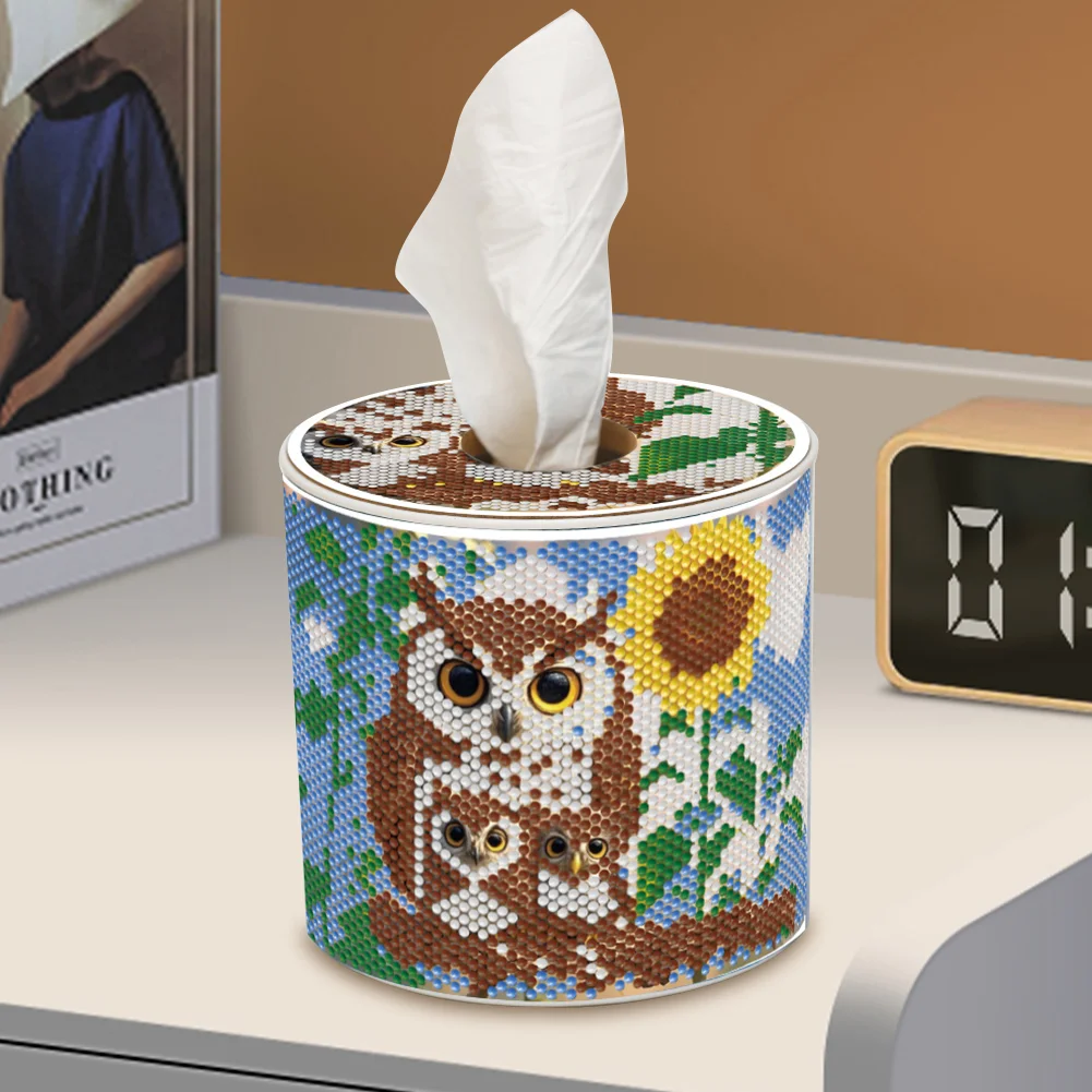 Owl DIY Diamond Painting Handmade Tissue Holder Rhinestones Crystal Tissue Box