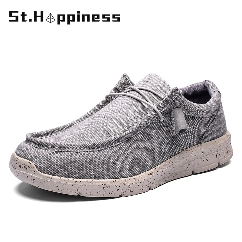2021 Summer New Men's Canvas Boat Shoes Outdoor Lightweight Soft Slip On Loafer Fashion Casual Non-Slip Deck Shoes Big Size 48