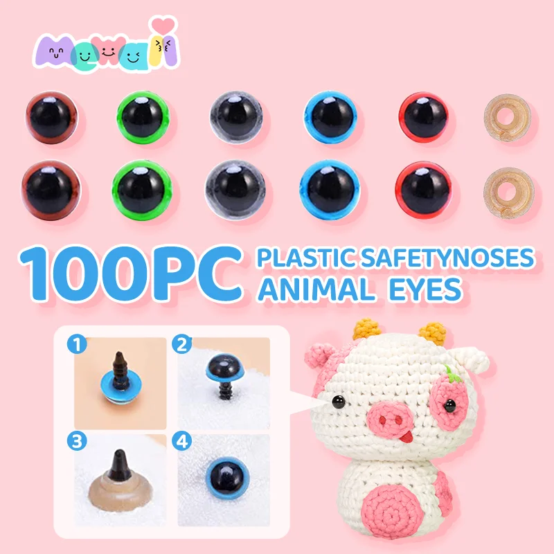100 Pcs 8MM Plastic Safety Animal Eyes