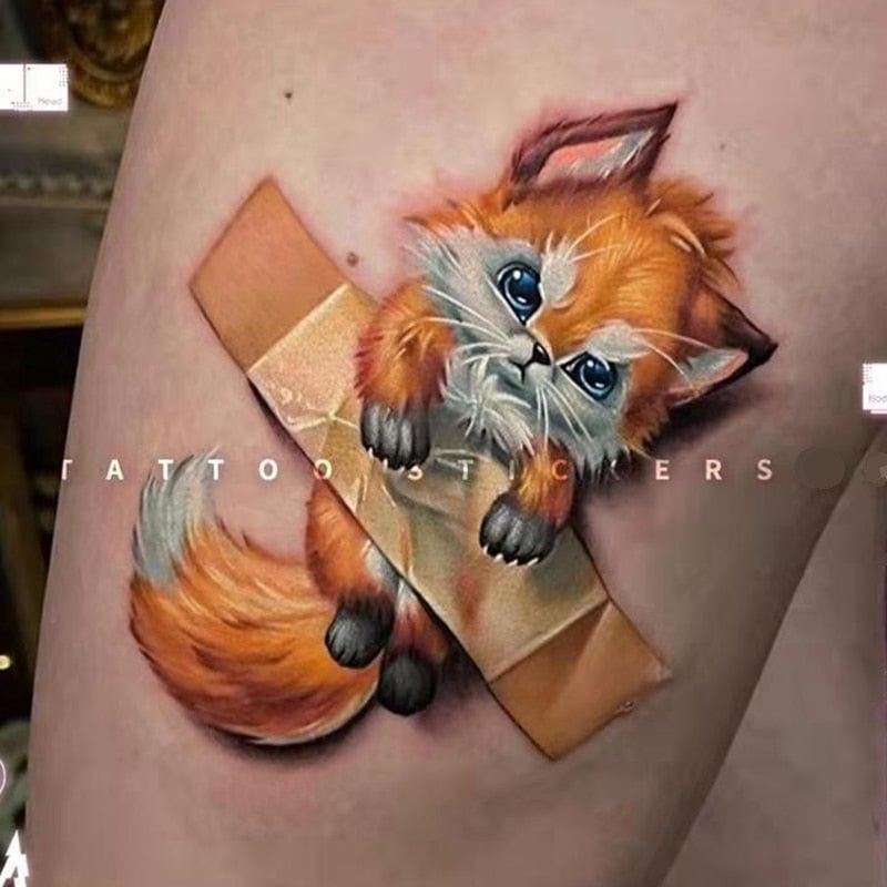 Cartoon Fox Waterproof Temporary Tattoo Stickers for Men Women Cute Pets Small Fresh Art Fake Tattoos Animal Childlike Tattoos