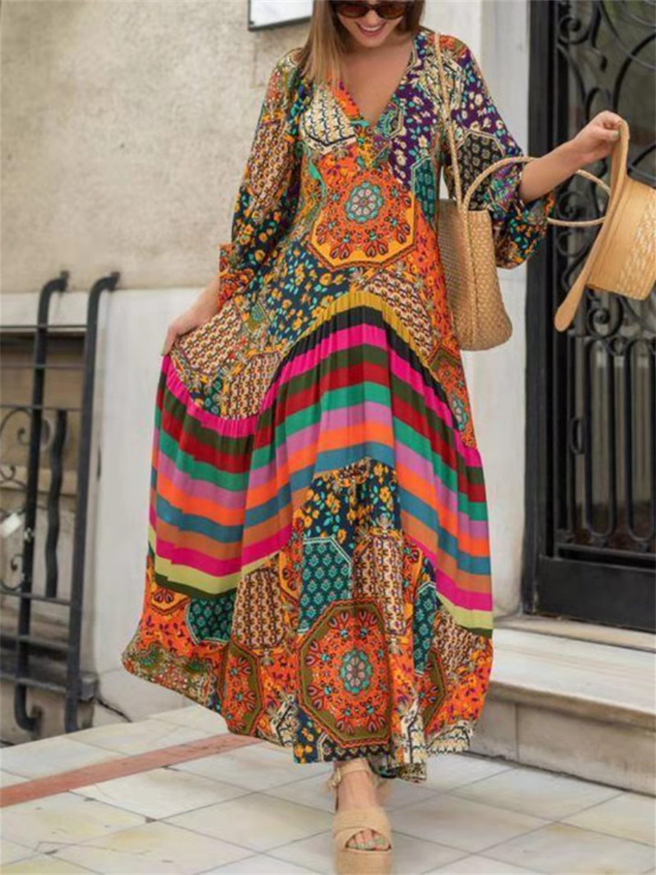 Printed Long Ethnic Dress New Temperament Dress