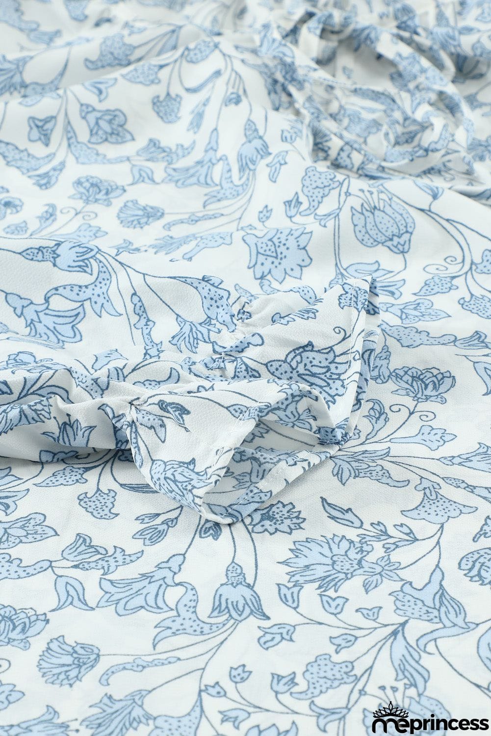 Printed Long Sleeve V-Neck Drawstring Shirt