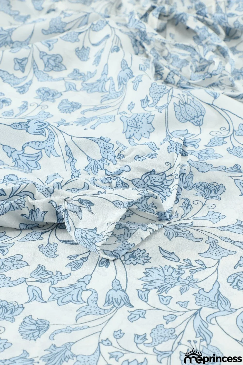 Printed Long Sleeve V-Neck Drawstring Shirt