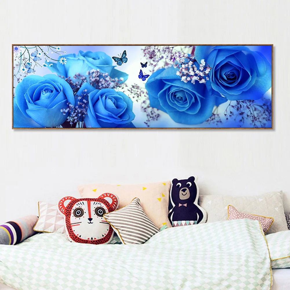 Diamond Painting - Full Round Drill - Bule Rose(80*40cm)