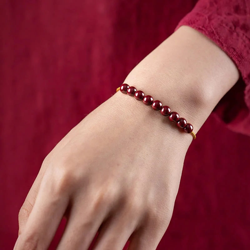 Natural Cinnabar Beaded Blessing Handmade Bracelet