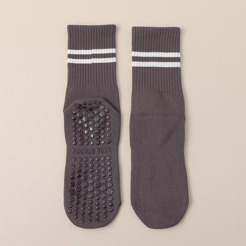 Yoga Socks Non-slip Women’s Mid-calf Length Socks Pure Cotton Fitness Dance Pilates Professional Non-slip Sports Adult Floor Socks