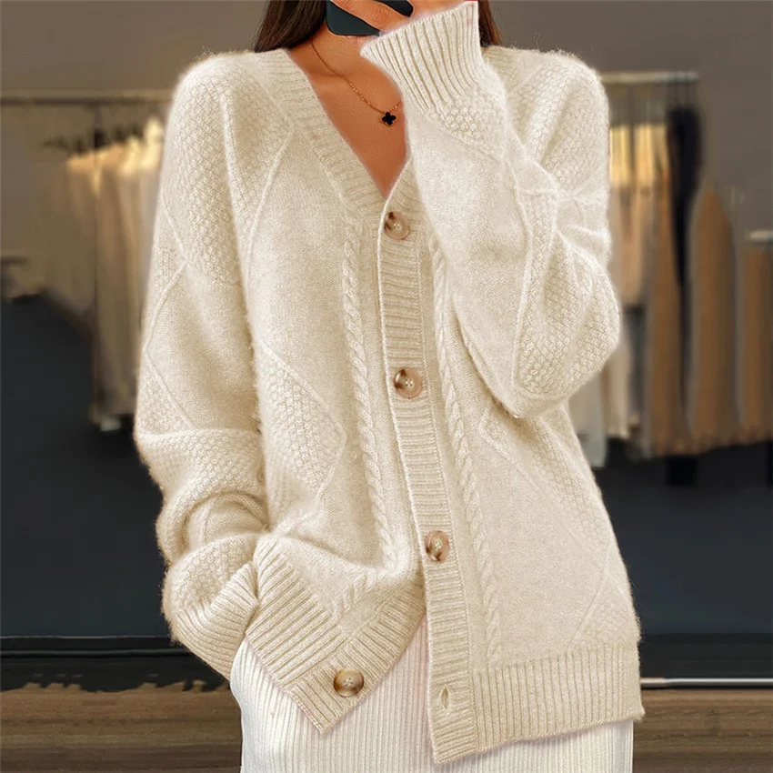 Vintage Loose Slouchy Button Front Cardigan Sweaters