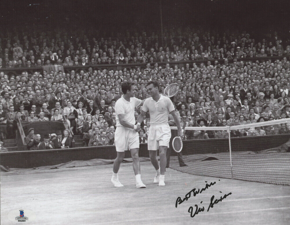 Autographed Tennis Player Vic Seixas Signed 8x10 Photo Poster painting Best Wishes (Beckett COA)