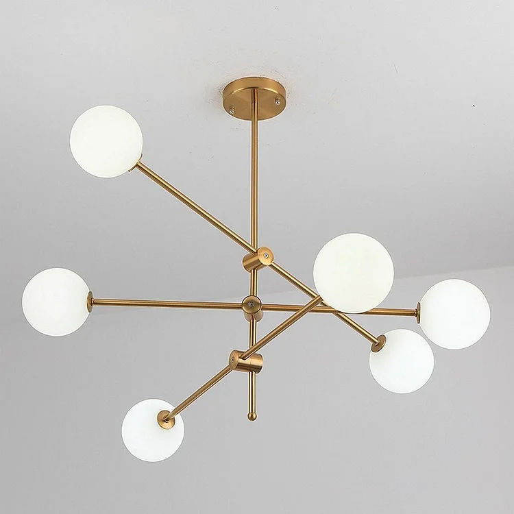 Geometrical Gold Sputnik Chandelier Globe Chandelier 6 Bulbs - Appledas