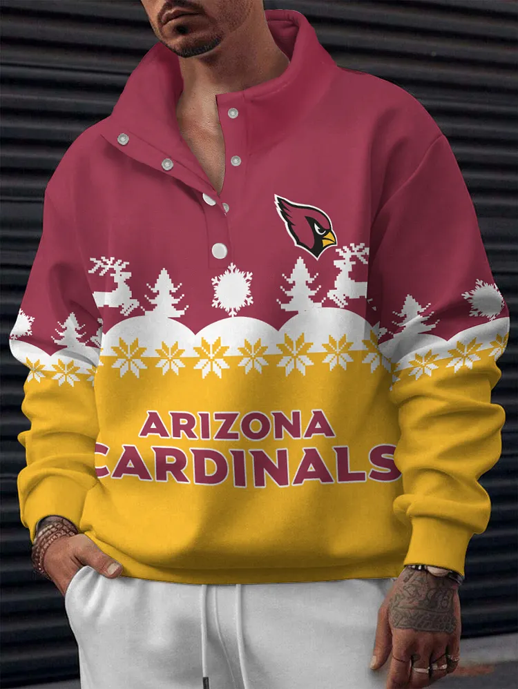 Arizona Cardinals 2025 New Design Casual Snap  Mockneck Pullover