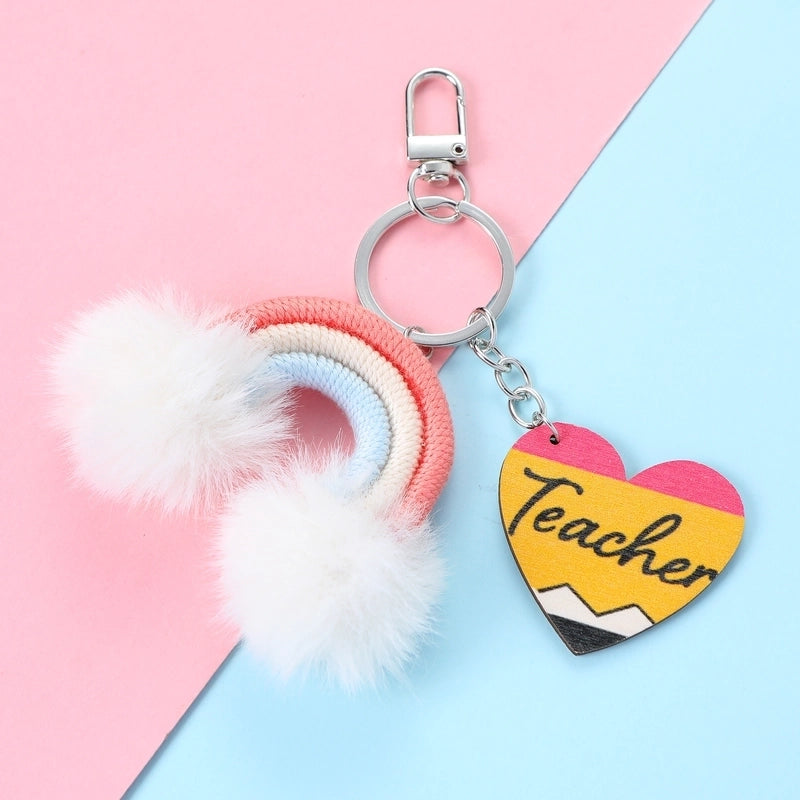 Cute Sweet Shiny Letter Rainbow Alloy Bag Pendant Keychain