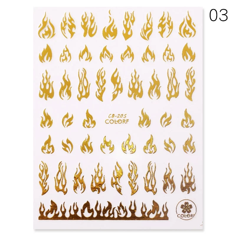 1PC Golden Heart Designs Nail Art 3D Stickers Decals Valentine's Day Black White Red Adhesive Sticker Decoration For Manicures