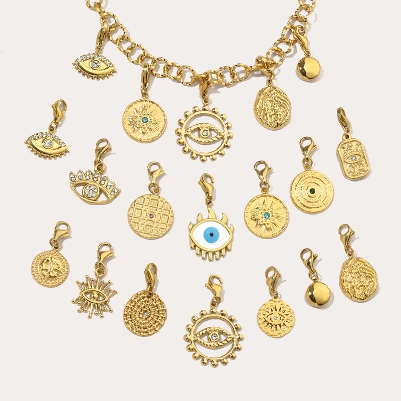 3 PCS/Package Titanium Steel Rhinestones Eye Pendant Jewelry Accessories