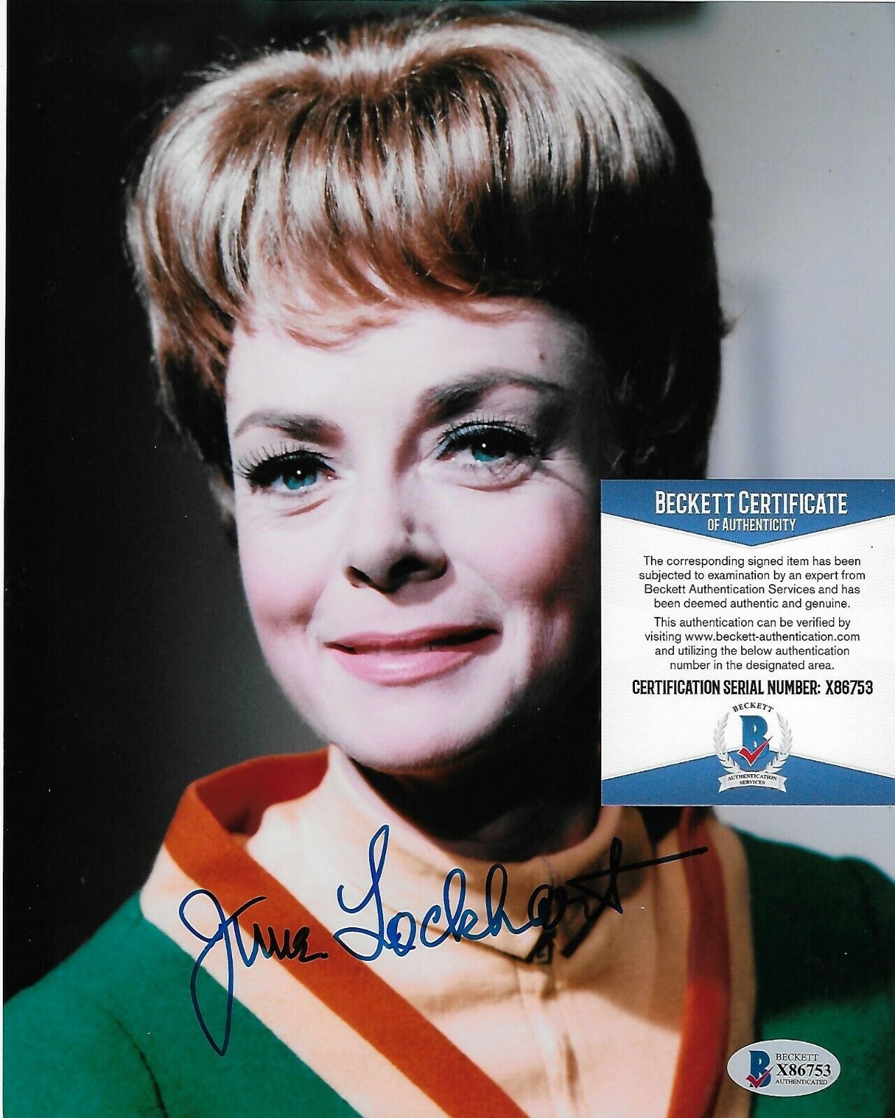 June Lockhart Lost in Space Original Autographed 8X10 Photo Poster painting w/Beckett COA #9