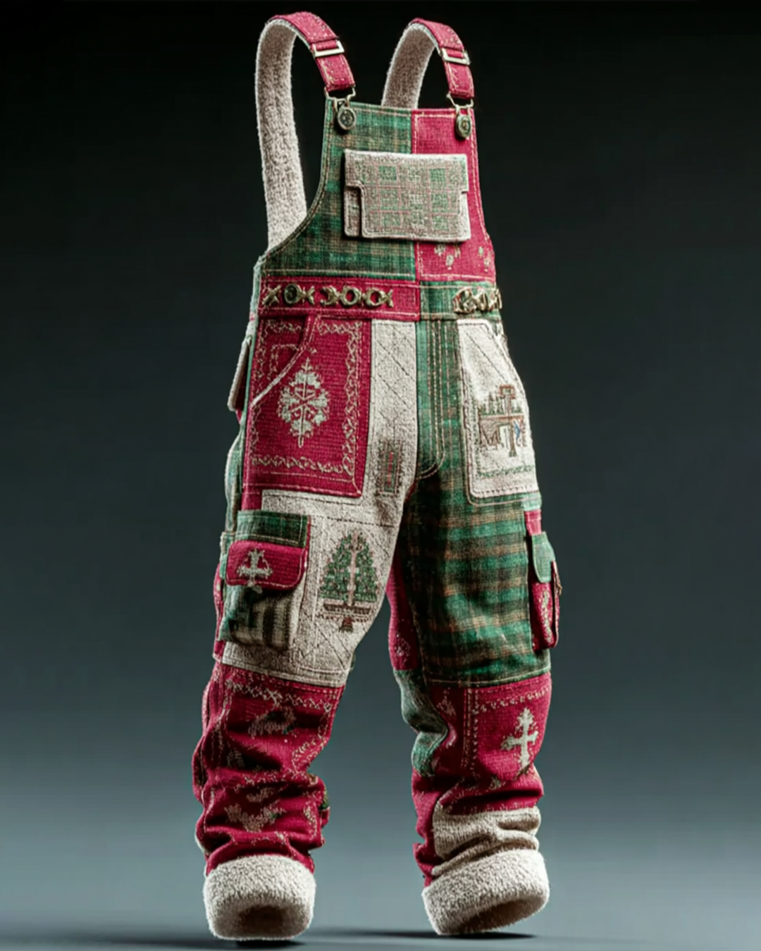 Men's Christmas party embroidered overalls5823