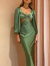 Bandeau Solid Color Hollow V-Neck Flared Sleeves Maxi Dress