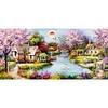 (100*50cm)Garden House Bridge Crane - Full Round Drill Diamond Painting