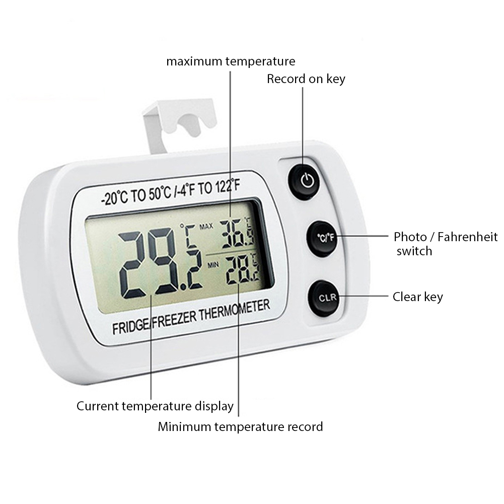 Waterproof Digital Refrigerator Thermometer with Hook