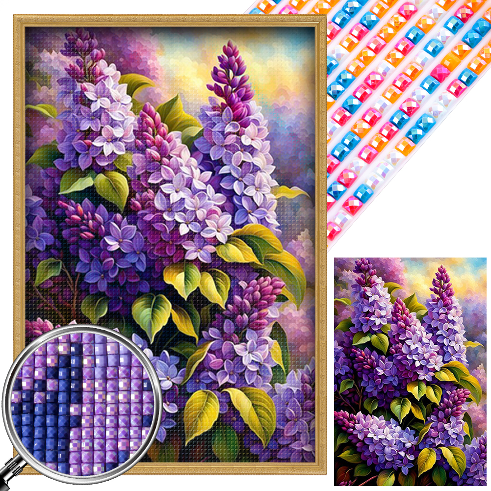 Violet 40*60cm(picture) full square drill diamond painting with 3 to 5 colors of AB drills