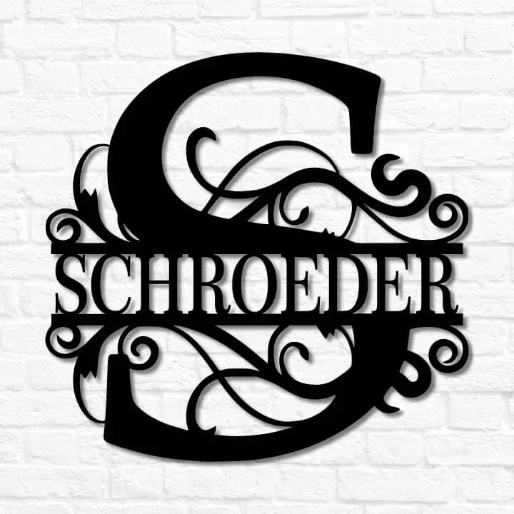 BlanketCute-Personalized Split Letter Monogram Metal Signs with Your Initial Letter and Name | 01
