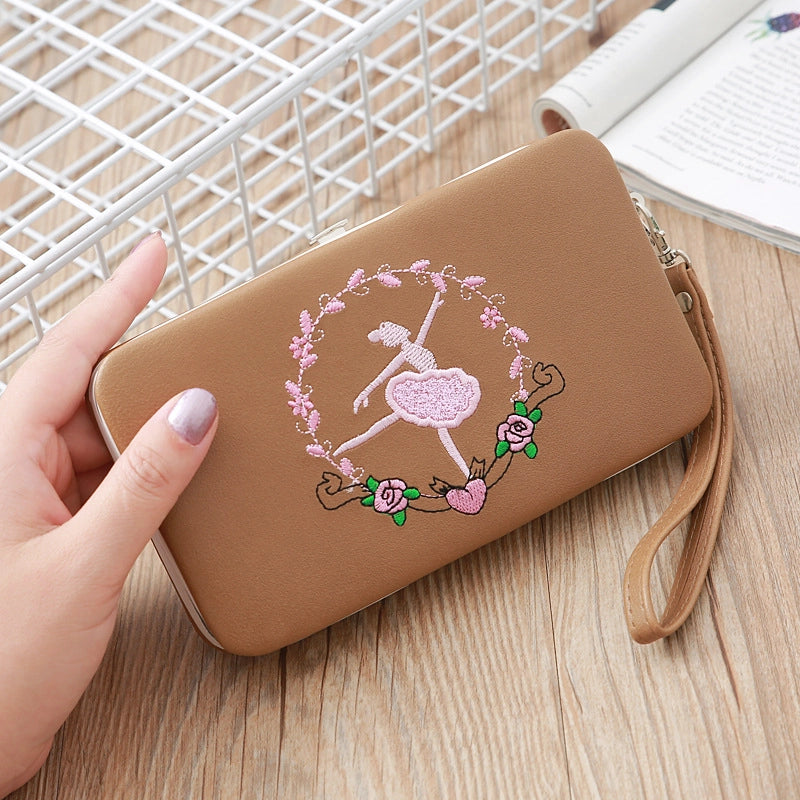 Fashion Long Multifunctional Embroidered Portable Wallet