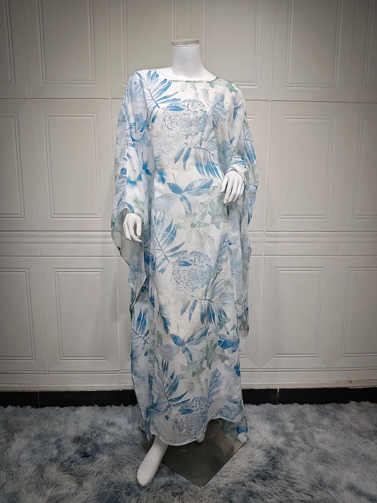 Elegant Floral Bat Sleeve Dress