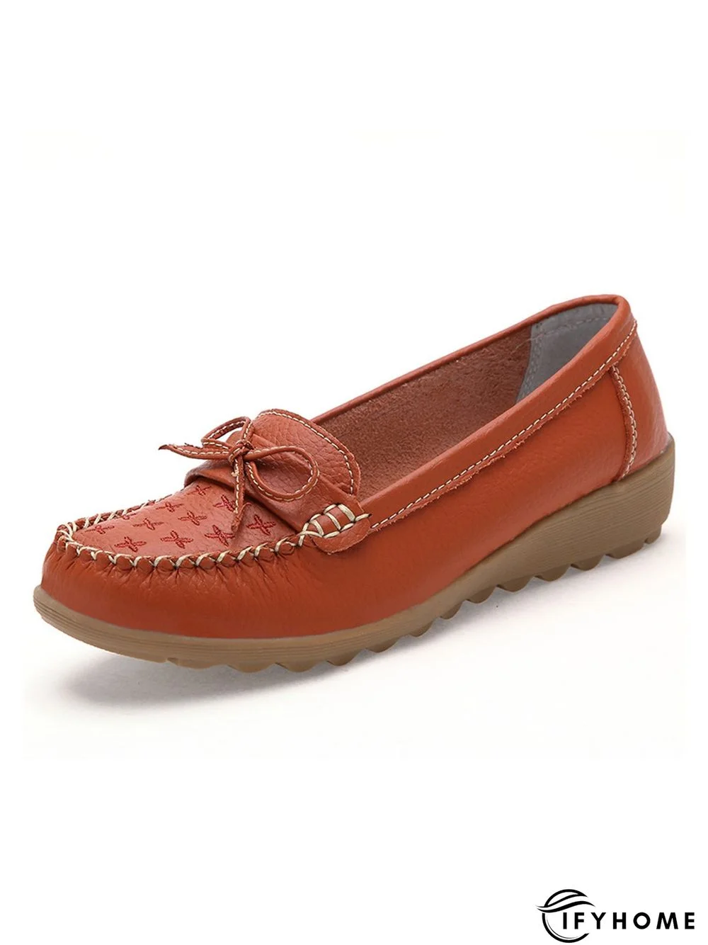 Bow Decor Moccasin Comfy Sole Flat Peas Shoes | IFYHOME