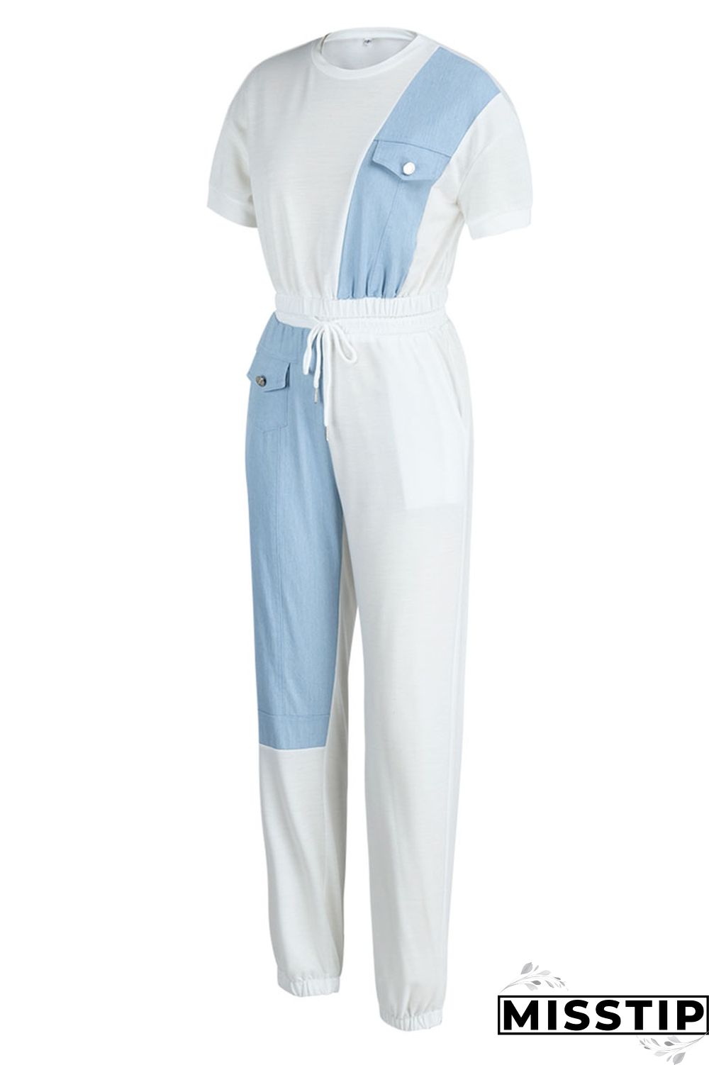 Black Casual Solid Patchwork O Neck Short Sleeve Two Pieces