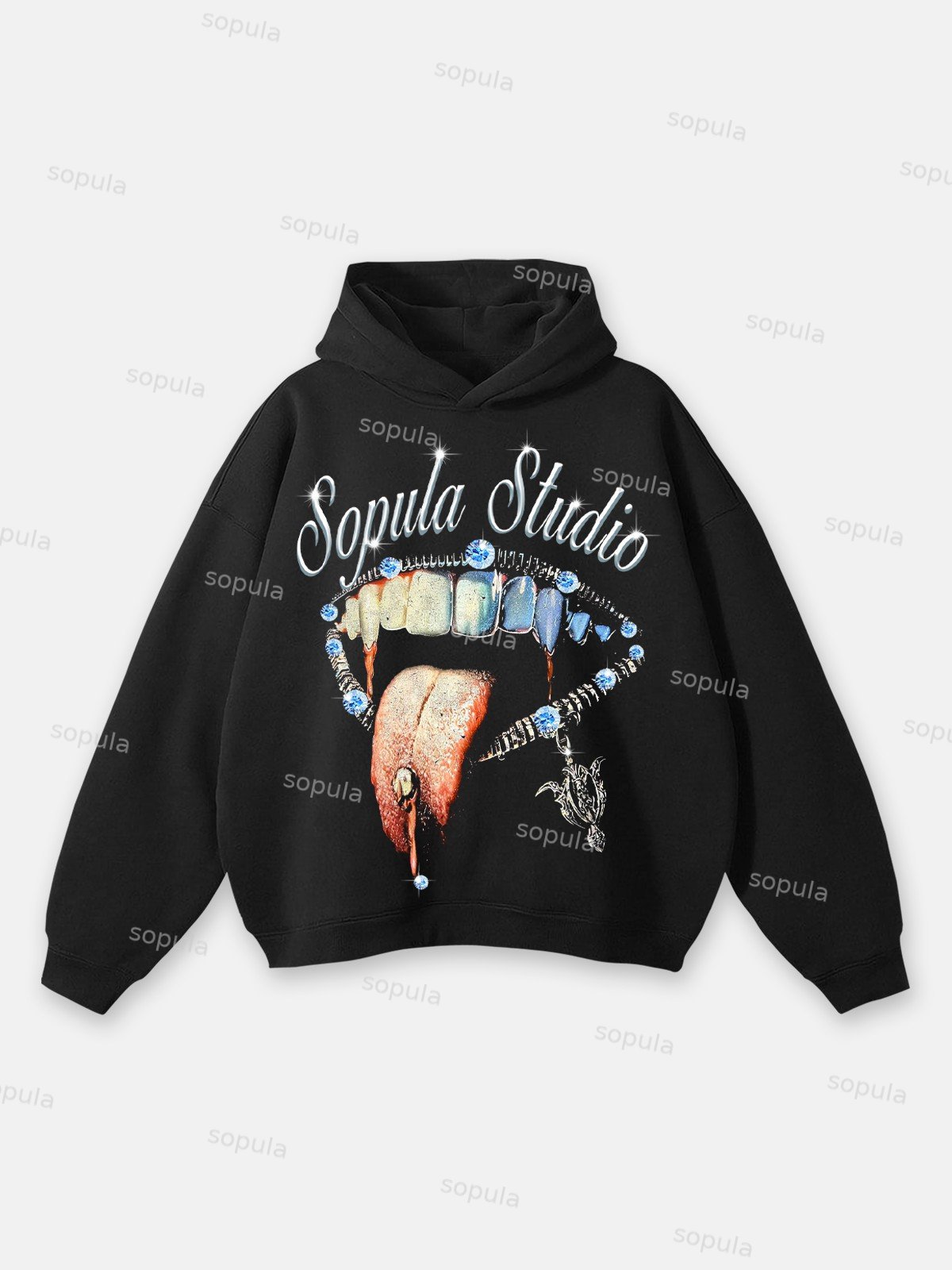 Sopula Diamond of Lips Retro Graphic Hoodie - SOPULA