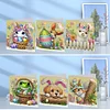 (US Only)6PCS DIY Easter Pattern Rhinestone Diamond Art Mosaic Postcards for Friends