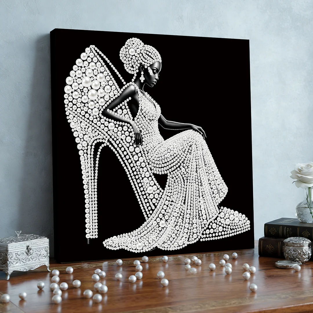 Girl In High Heels - DIY Pearl Diamond Art Kit With Frame 25*25cm