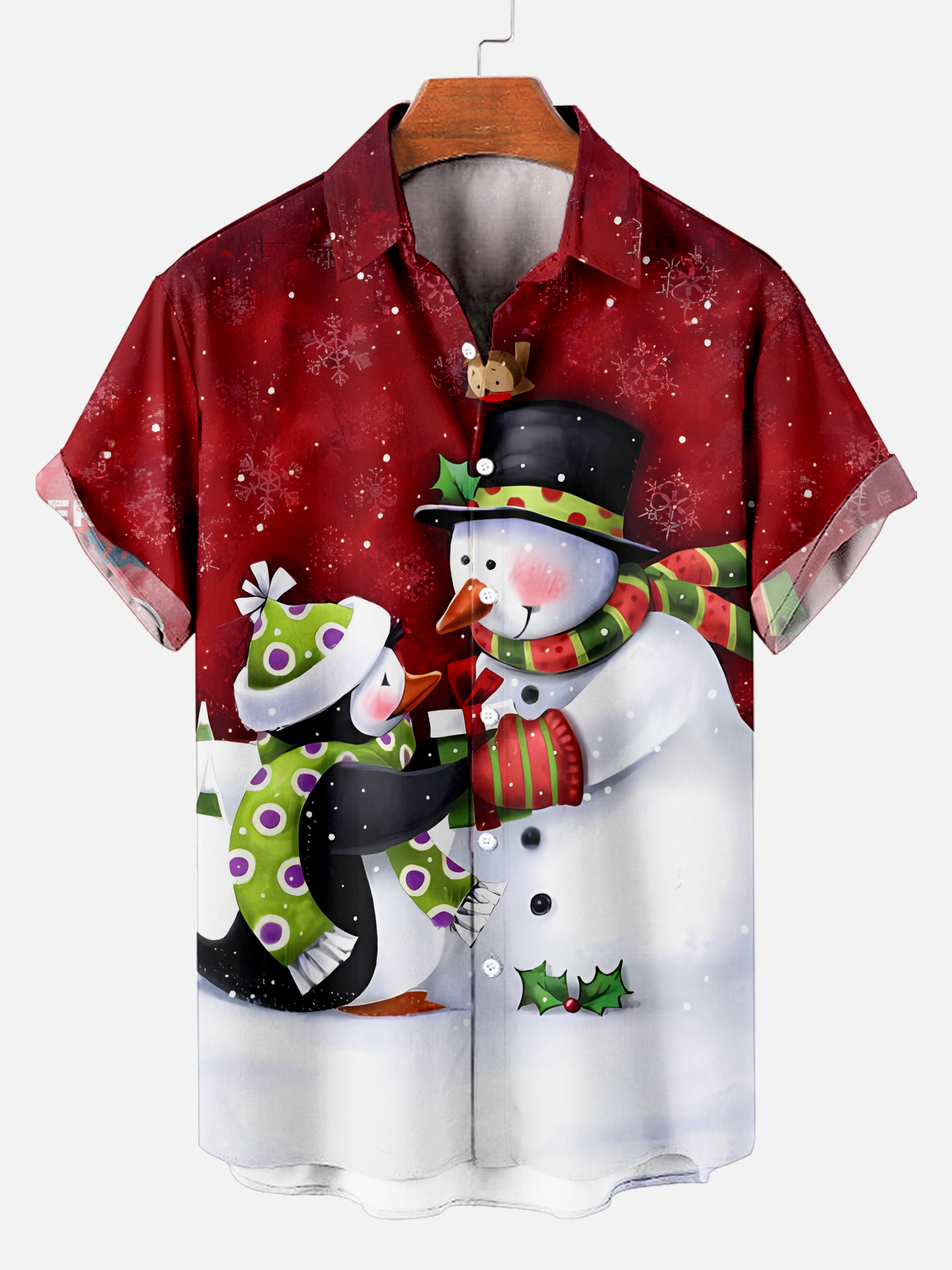 Men's Christmas Snowman Frosty Print Shirt PLUSCLOTHESMAN