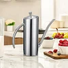 SUS304 Stainless Steel Olive Oil Dispenser Oil Pot Sauce Vinegar Bottle Anti-Drip Dustproof Oil Storage Container Kitchen Special