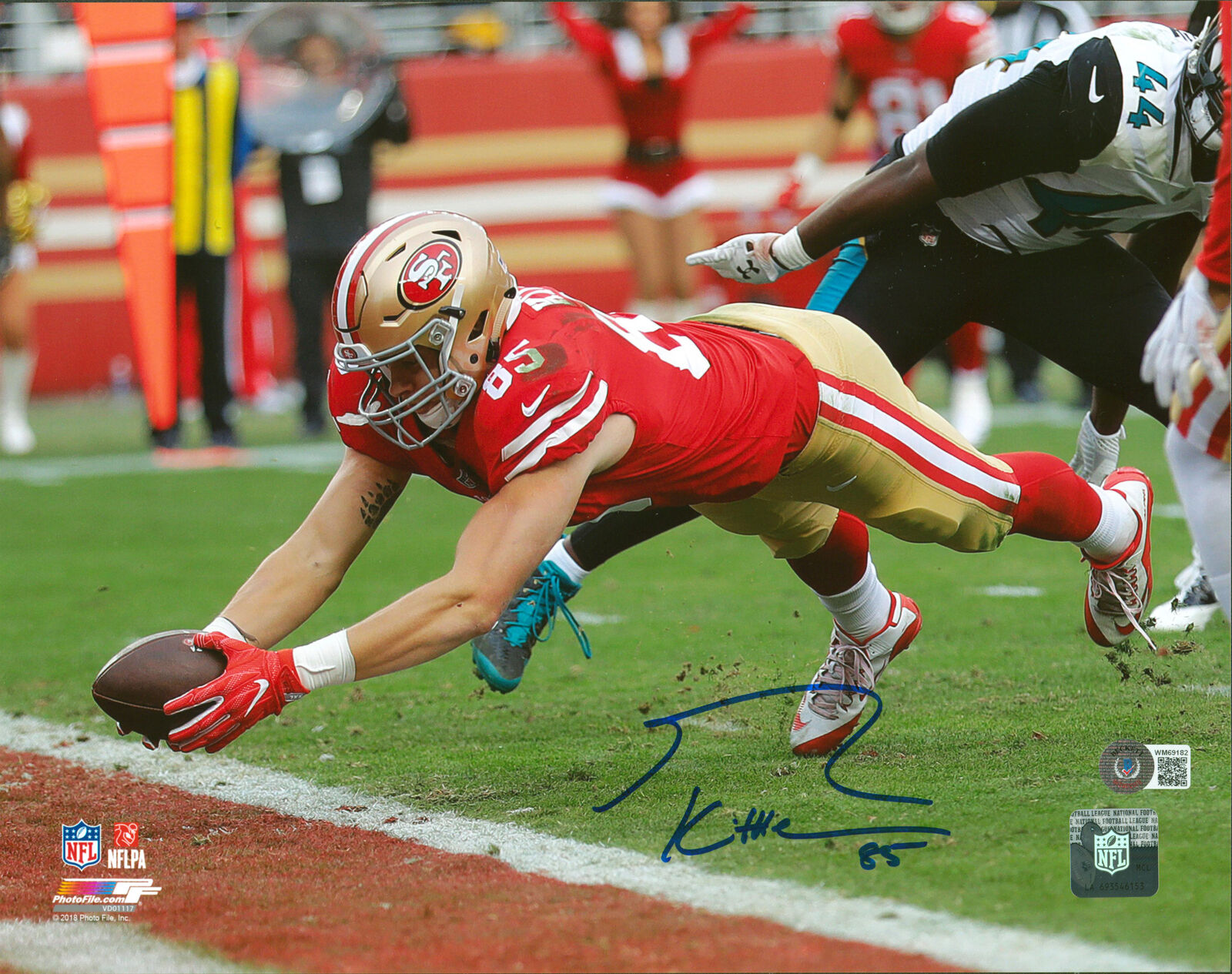 49ers George Kittle Authentic Signed 11x14 Photo Poster painting Vs Jaguars BAS Witnessed