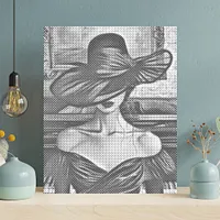 Woman by Grand Piano - Dot Painting