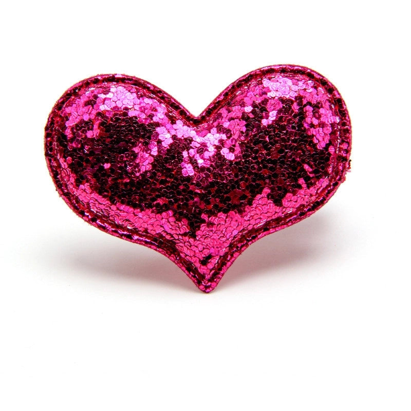 Cartoon Style Heart Shape Sequin Cloth Hair Clip 1 Piece