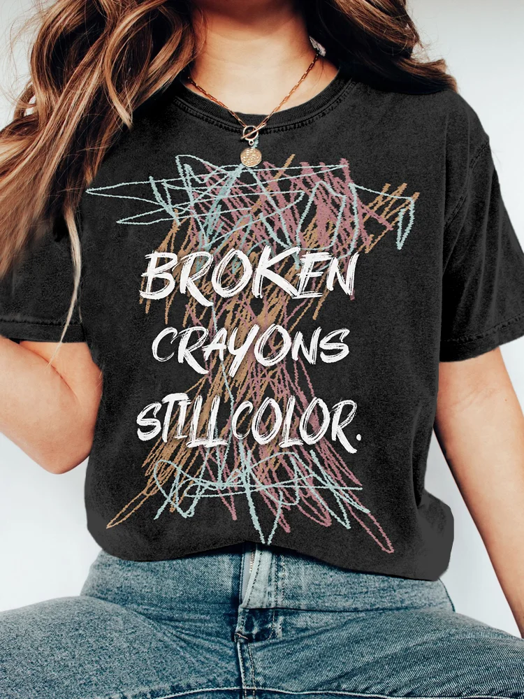 Broken Crayons Still Color Graphic Vintage Cozy T Shirt