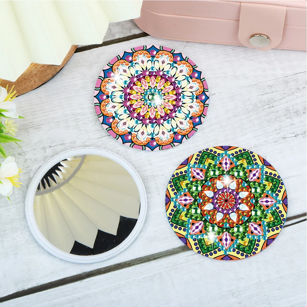 3pcs Diamond Painting Makeup Mirror Portable DIY Datura for Girl