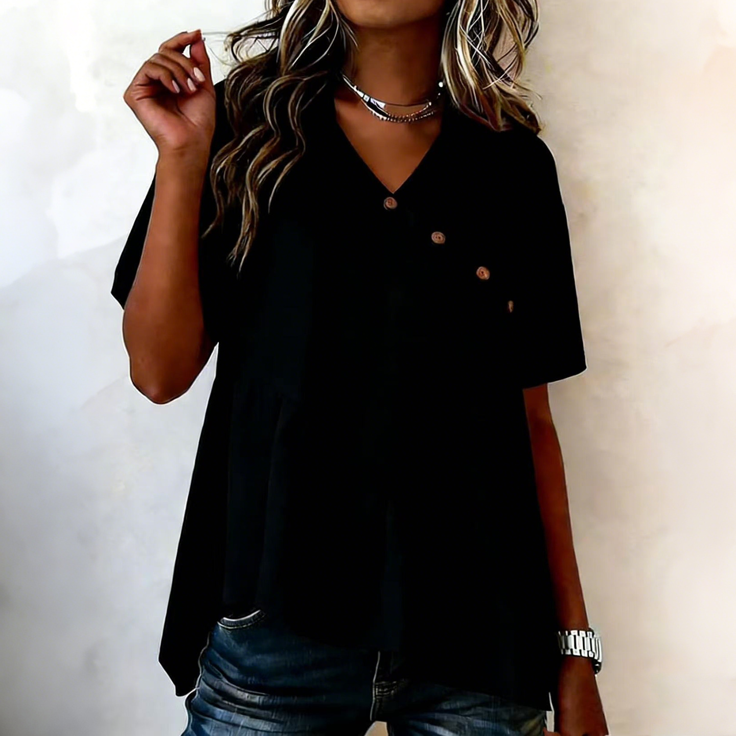 Women's Vintage Simple Buttons Cotton Linen Shirt wearshes