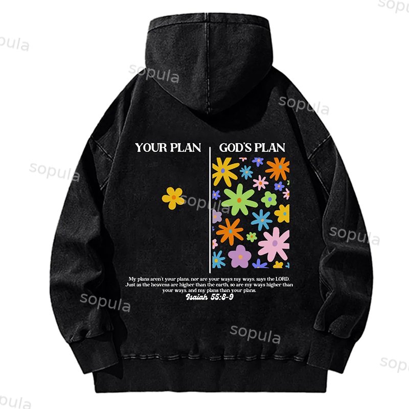 Sopula God's Plan Graphic Unisex Acid Wash Hoodie - SOPULA