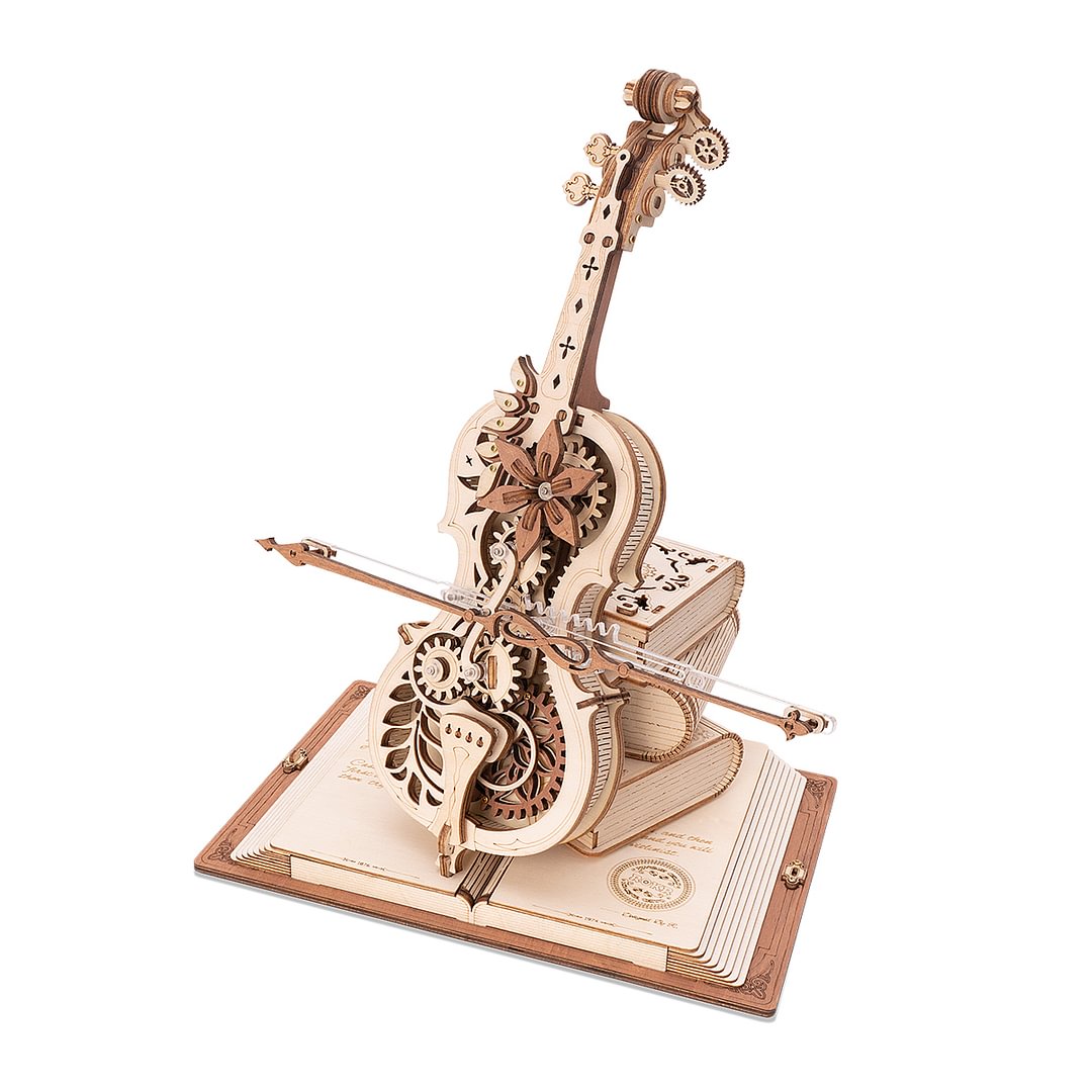 robotime-nl ROKR Magic Cello Mechanische Muziekdoos 3D Houten Puzzel AMK63