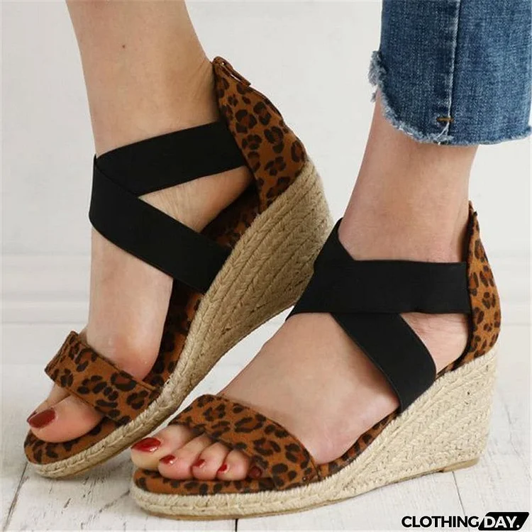 Women's Comfortable Cross Strap Wedge Sandals