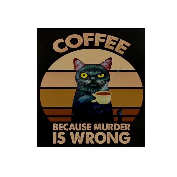 【DIY Brand】Cat Drinking Coffee 11CT Stamped Cross Stitch 30*35CM